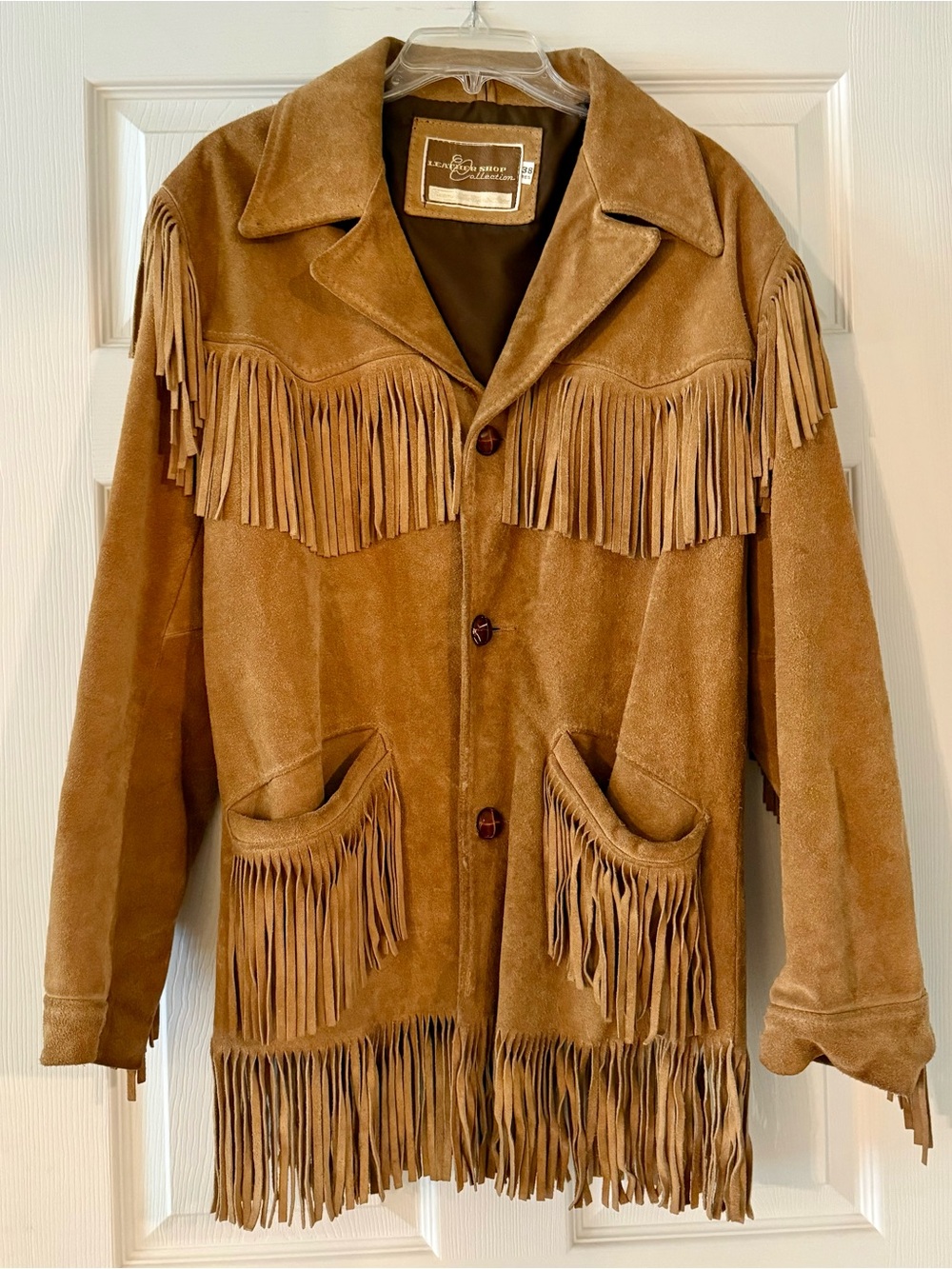 Vintage 70’s Sears Leather Shop Collection Men’s Tan Suede Fringe Western Jacket